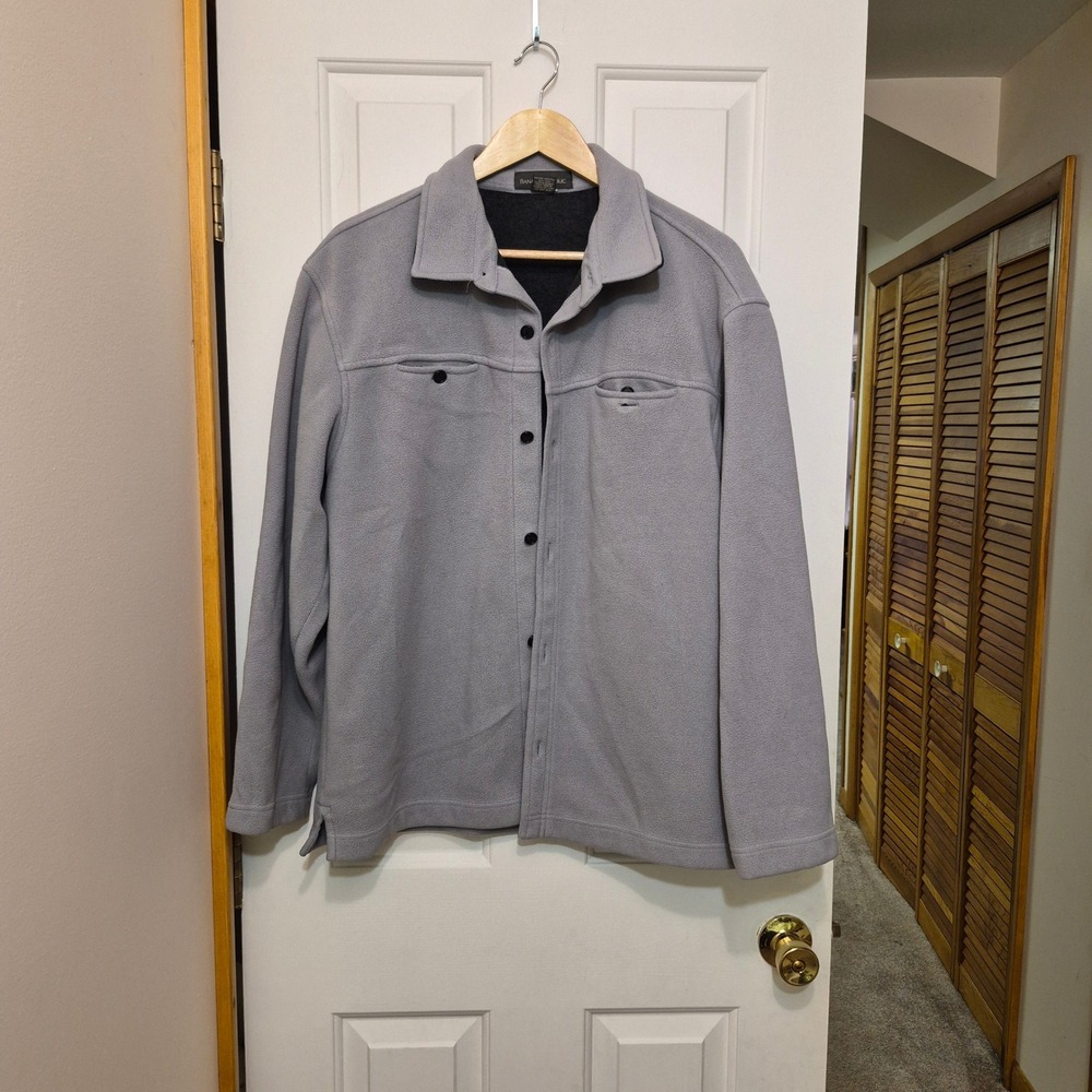 Banana Republic Mens Gray Fleece Button Up Shirt Jacket Shacket Size Large L